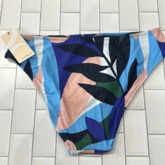 NWT Lively Multicolor The Floral Print Swim Retro Bikini Bottom Size Medium - Picture 5 of 8